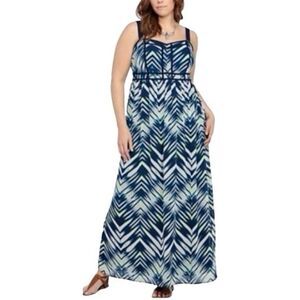 Torrid Blue Neon Chevron Chiffon Maxi Dress 20
